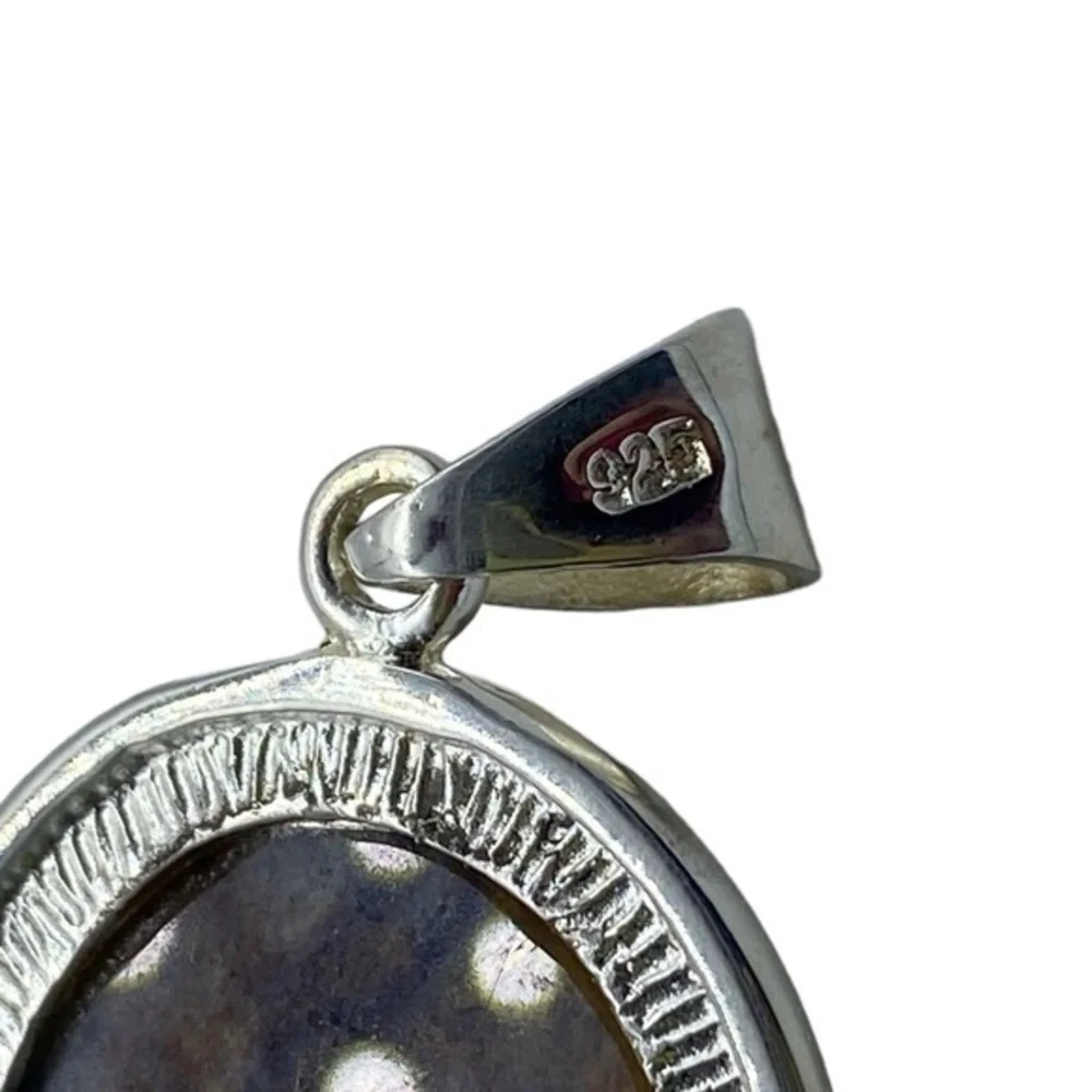 Mexican Agate Gemstone Sterling Silver 925 Pendant 2in